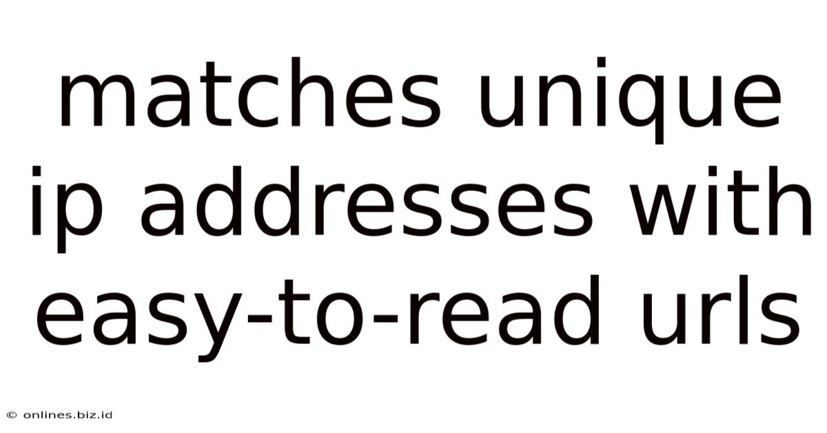 Matches Unique Ip Addresses With Easy-to-read Urls