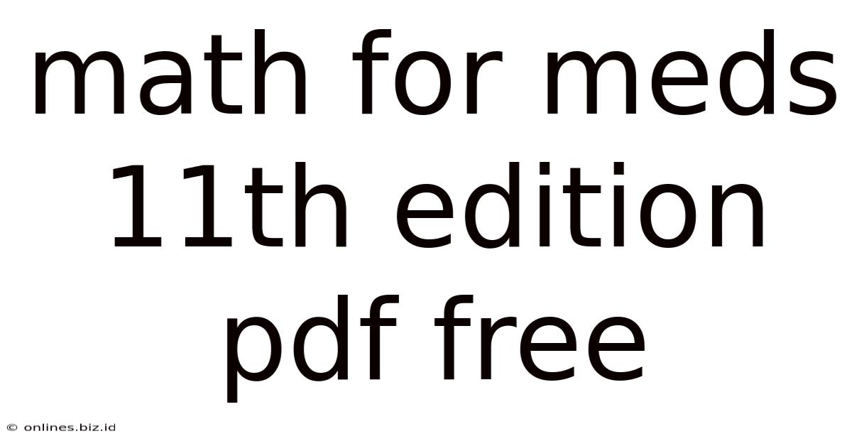 Math For Meds 11th Edition Pdf Free