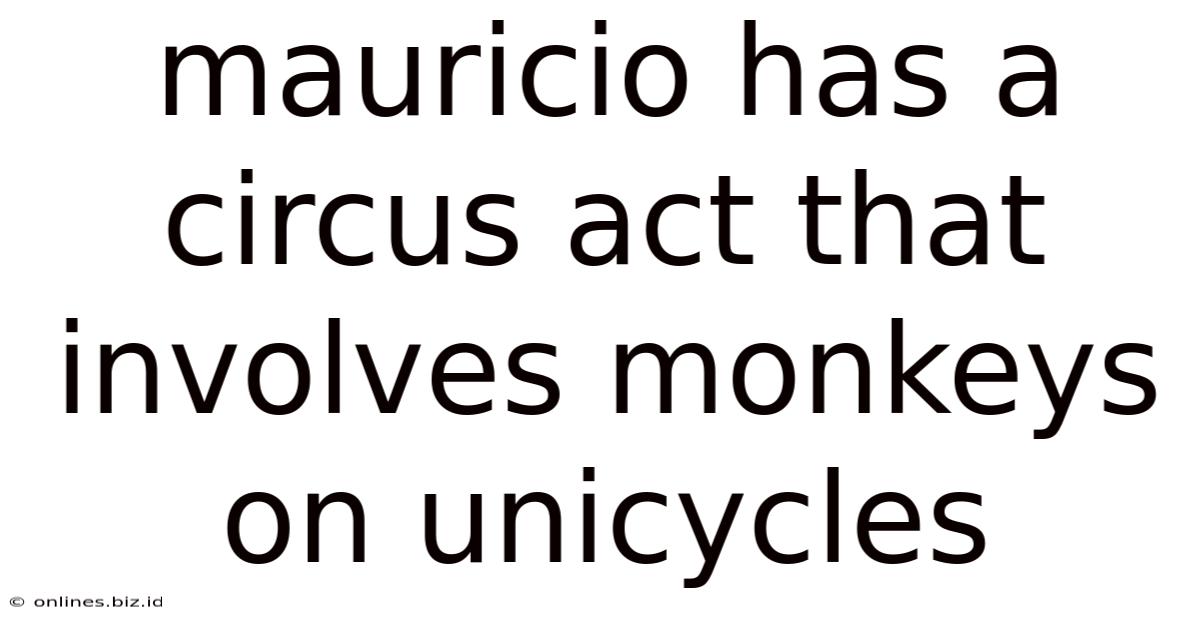 Mauricio Has A Circus Act That Involves Monkeys On Unicycles