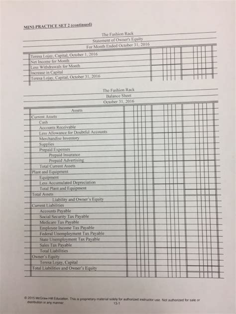 Mini Practice Set 2 Accounting Answers