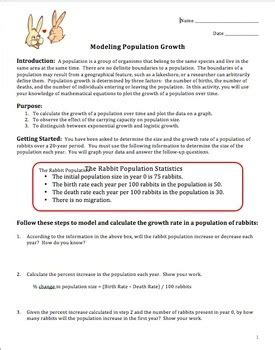 Modeling Population Growth Rabbits Answer Key