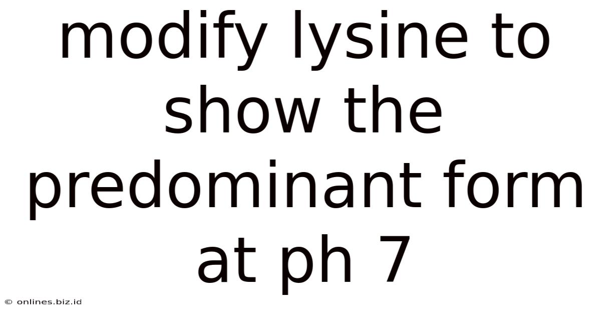 Modify Lysine To Show The Predominant Form At Ph 7