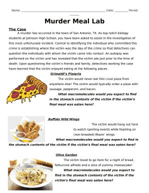 Murder And A Meal Lab Answer Key