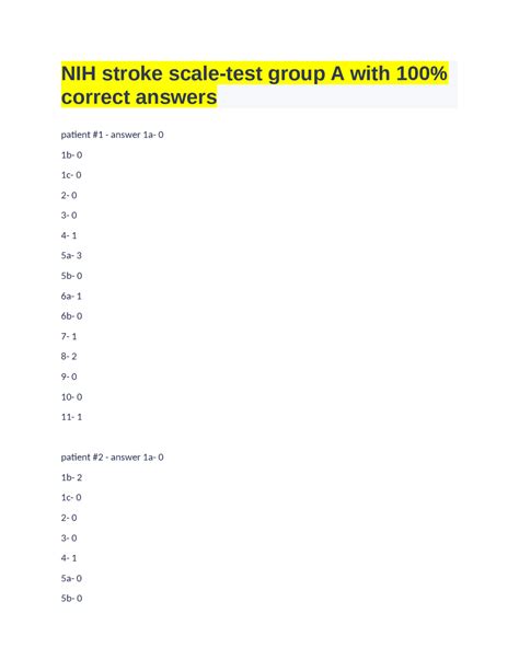 Nih Stroke Scale Answers Group A