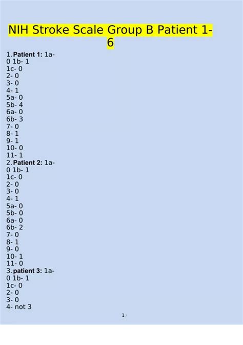 Nih Stroke Scale Answers Group B