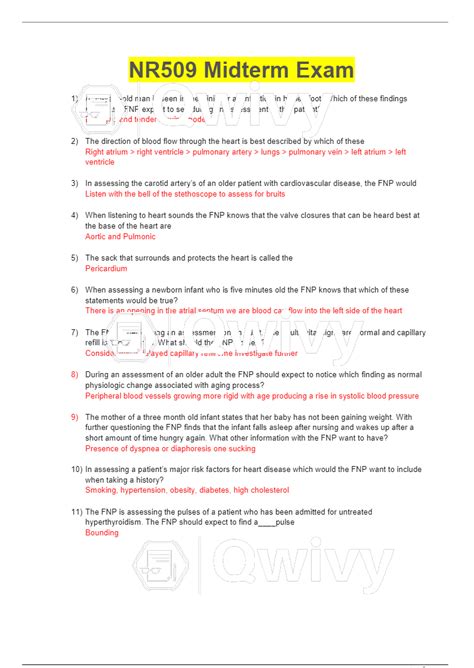 Nr 509 Midterm Exam 72 Questions