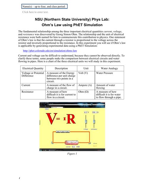 Ohm's Law Phet Lab Answer Key