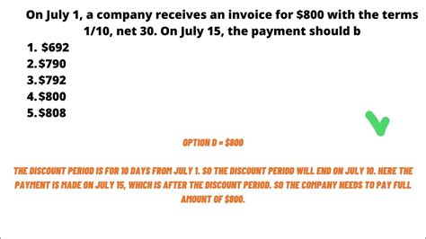 On July 1 A Company Receives An Invoice For $800