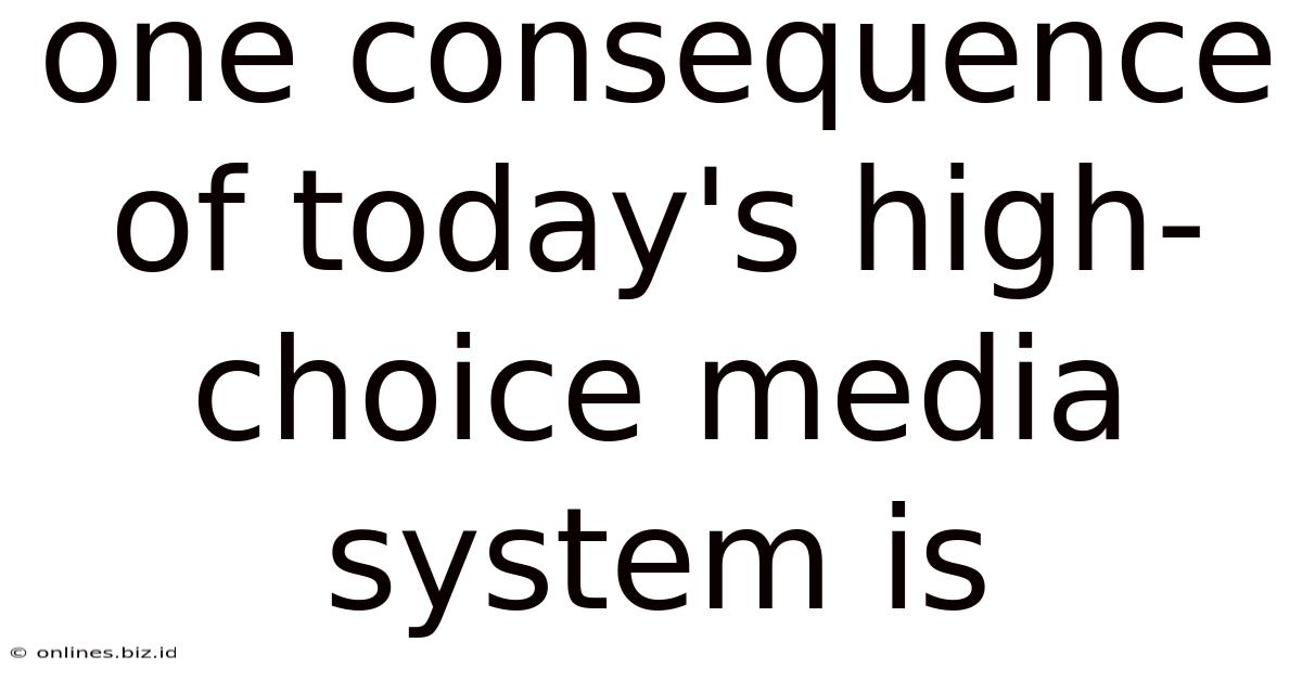 One Consequence Of Today's High-choice Media System Is