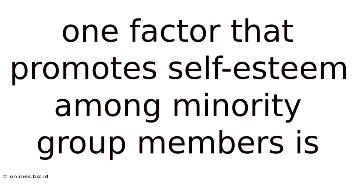 One Factor That Promotes Self-esteem Among Minority Group Members Is