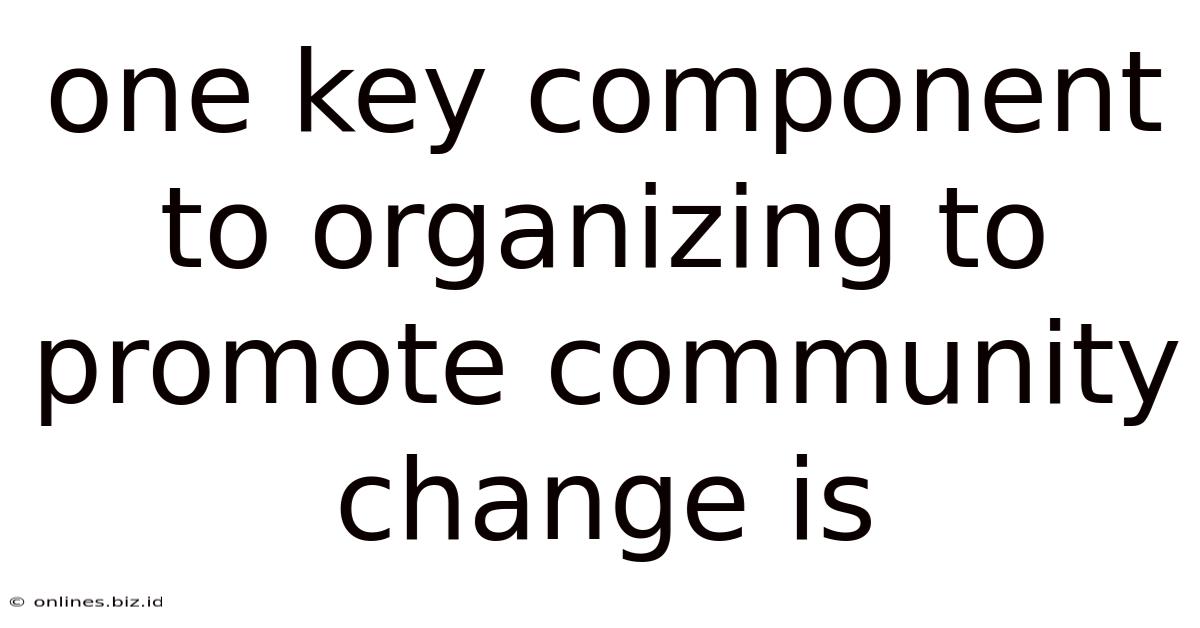 One Key Component To Organizing To Promote Community Change Is