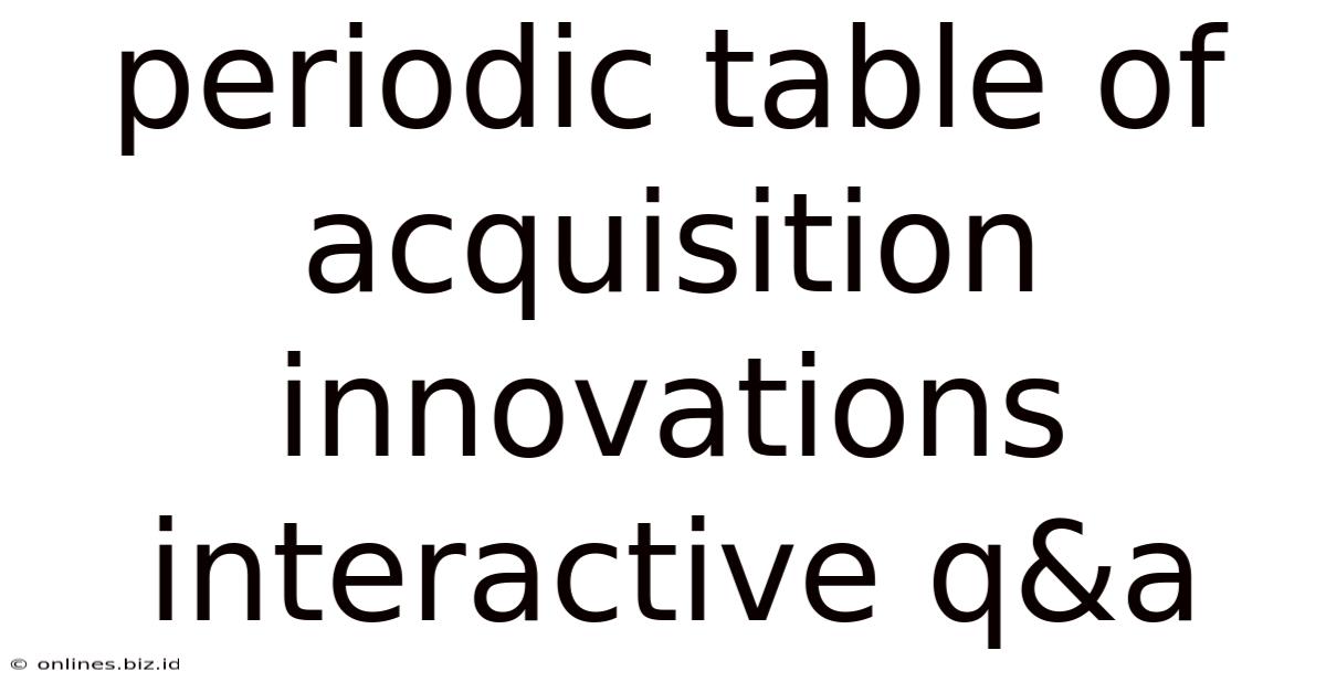Periodic Table Of Acquisition Innovations Interactive Q&a