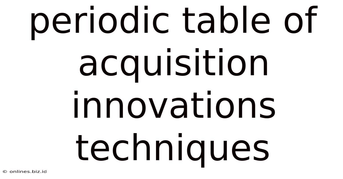 Periodic Table Of Acquisition Innovations Techniques