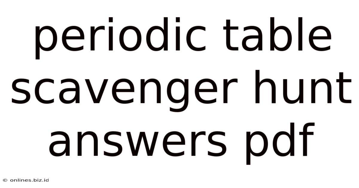 Periodic Table Scavenger Hunt Answers Pdf