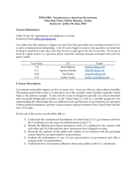 Pols 1101 Albany State University Syllabus