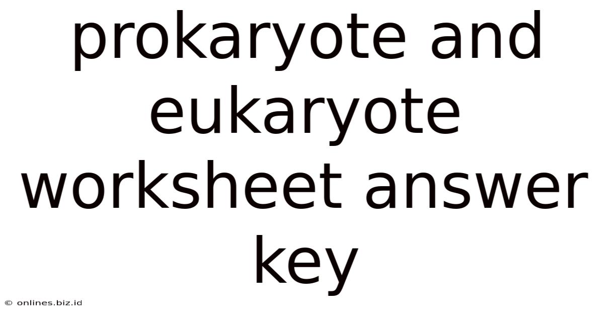 Prokaryote And Eukaryote Worksheet Answer Key