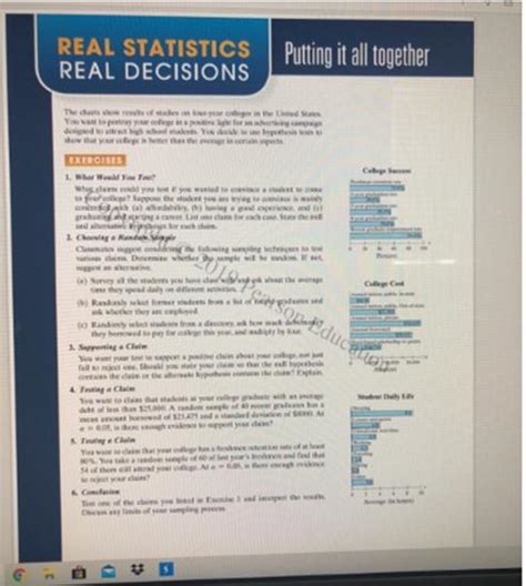 Putting It All Together Real Statistics Real Decisions Answers