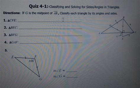 Quiz 4-1 Classifying And Solving For Sides/angles In Triangles Answers