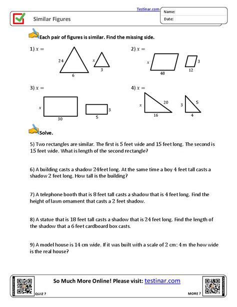 Quiz 6-1 Ratios And Similar Figures