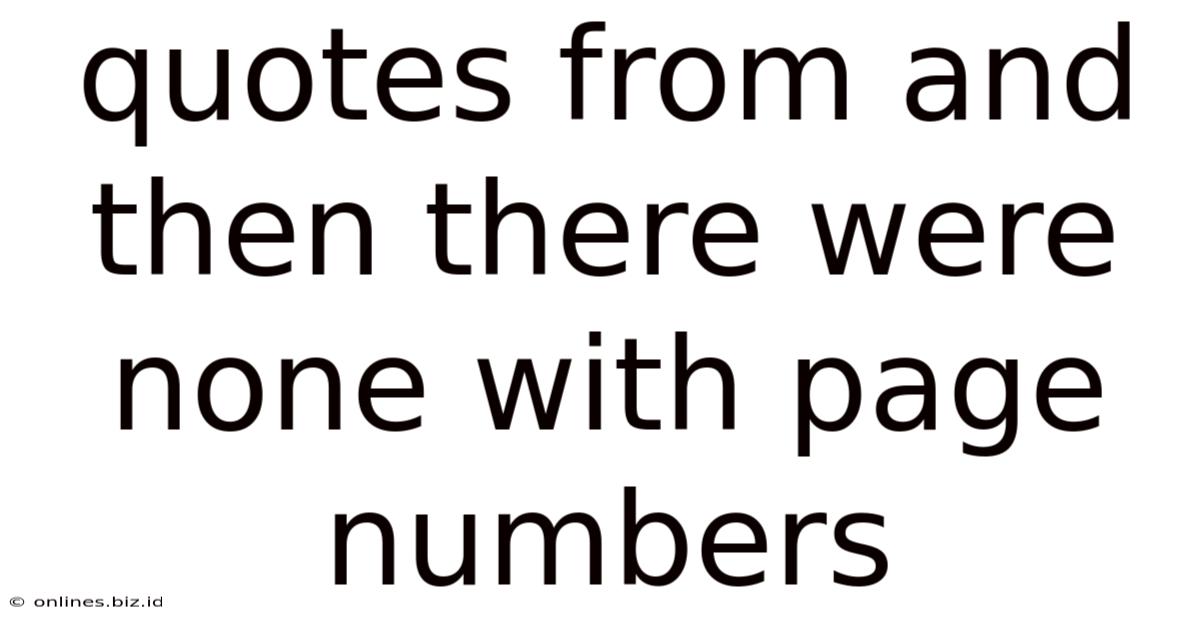 Quotes From And Then There Were None With Page Numbers