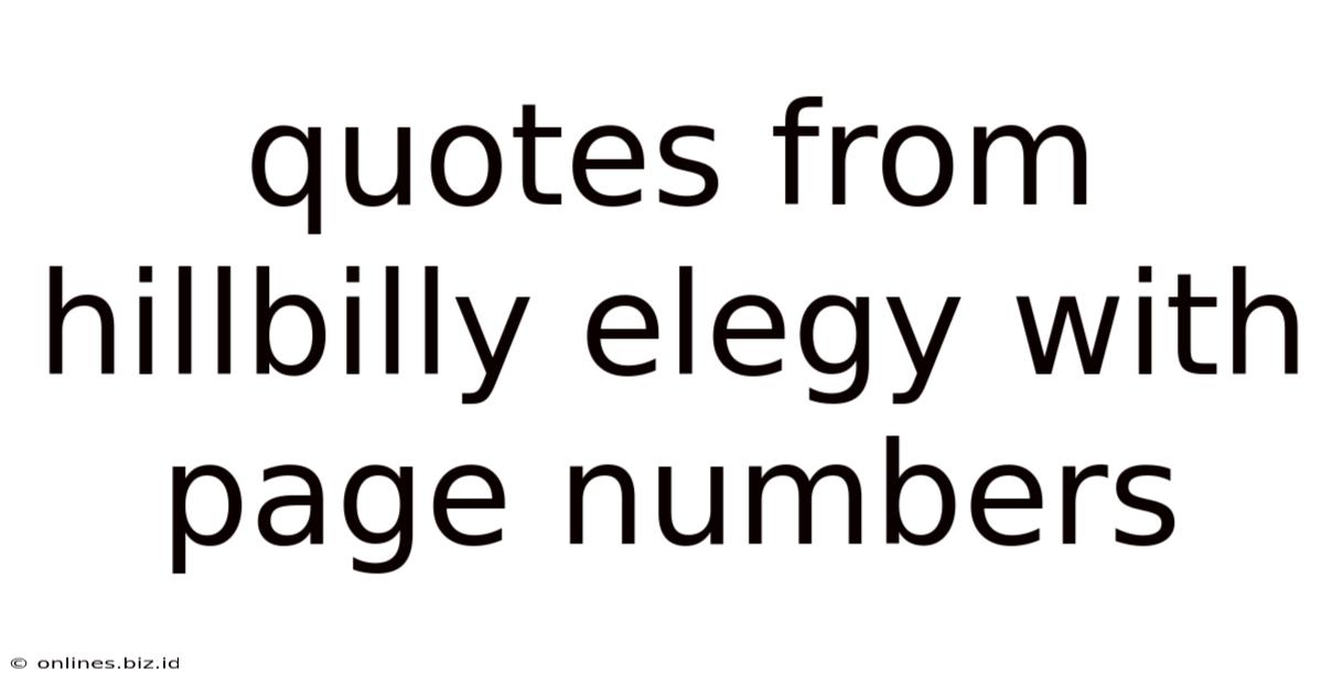 Quotes From Hillbilly Elegy With Page Numbers