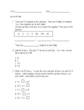 Ready Mathematics Lesson 11 Quiz Answers