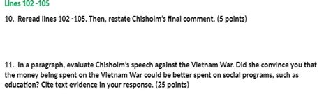 Reread Lines 102-105. Then Restate Chisholm's Final Comment