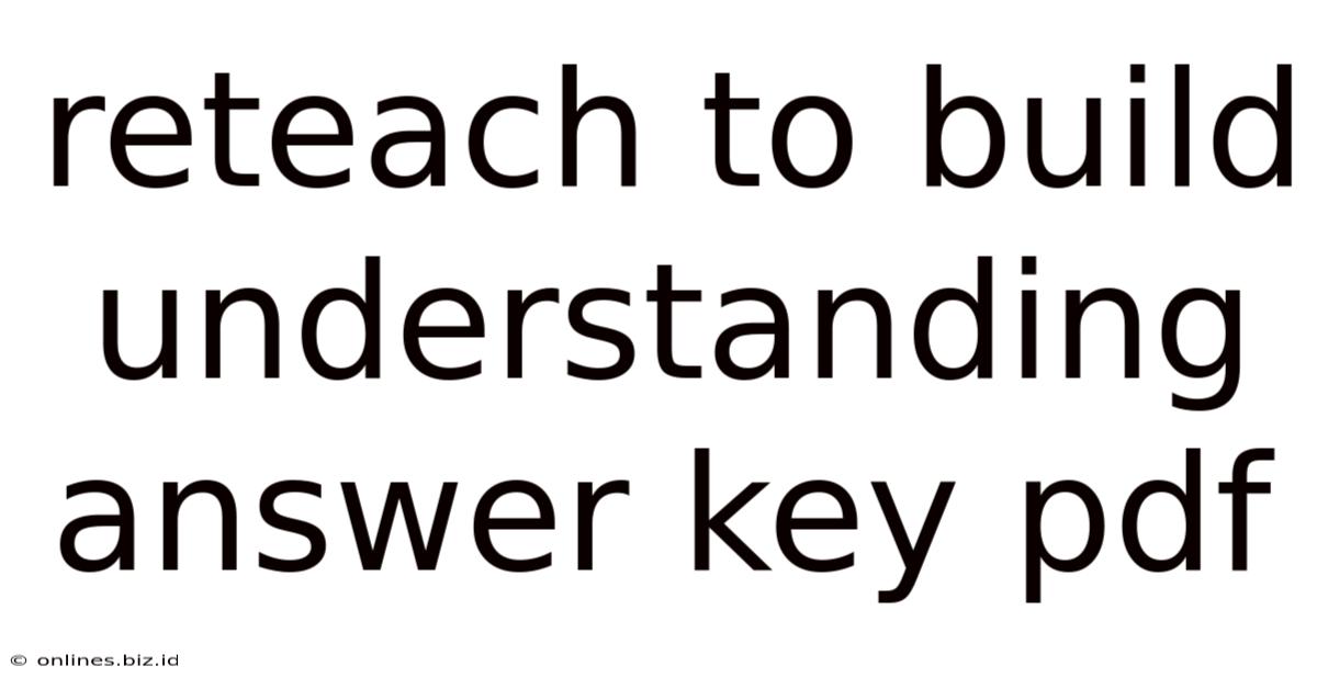 Reteach To Build Understanding Answer Key Pdf