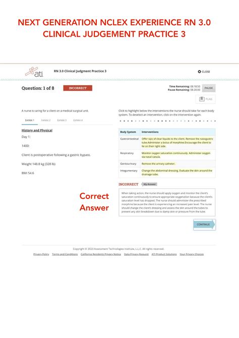 Rn 3.0 Clinical Judgment Practice 3