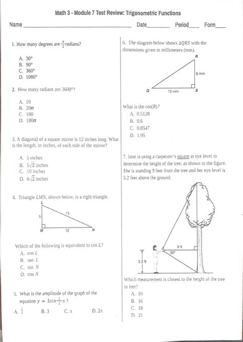 Secondary Math 3 Module 7 Answer Key Trigonometry