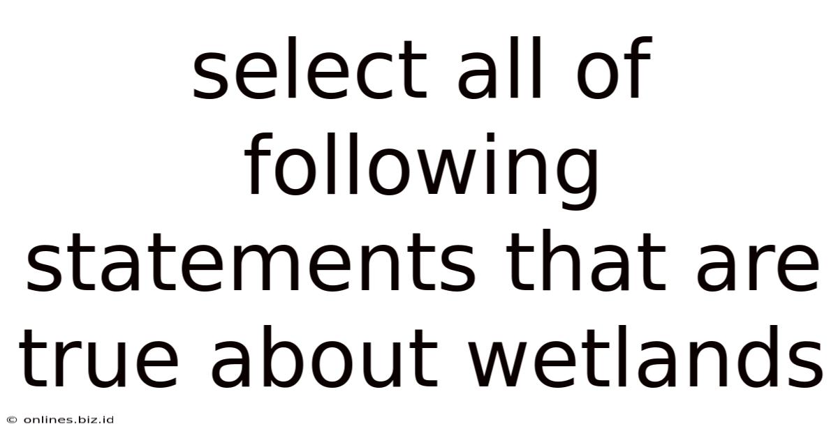 Select All Of Following Statements That Are True About Wetlands
