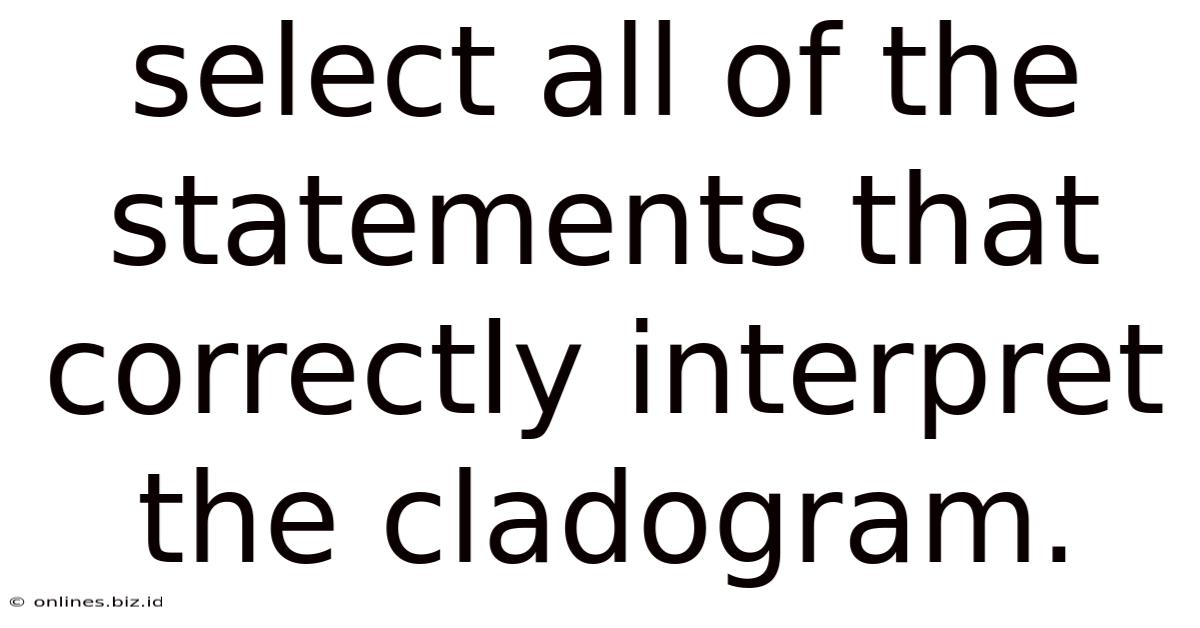 Select All Of The Statements That Correctly Interpret The Cladogram.