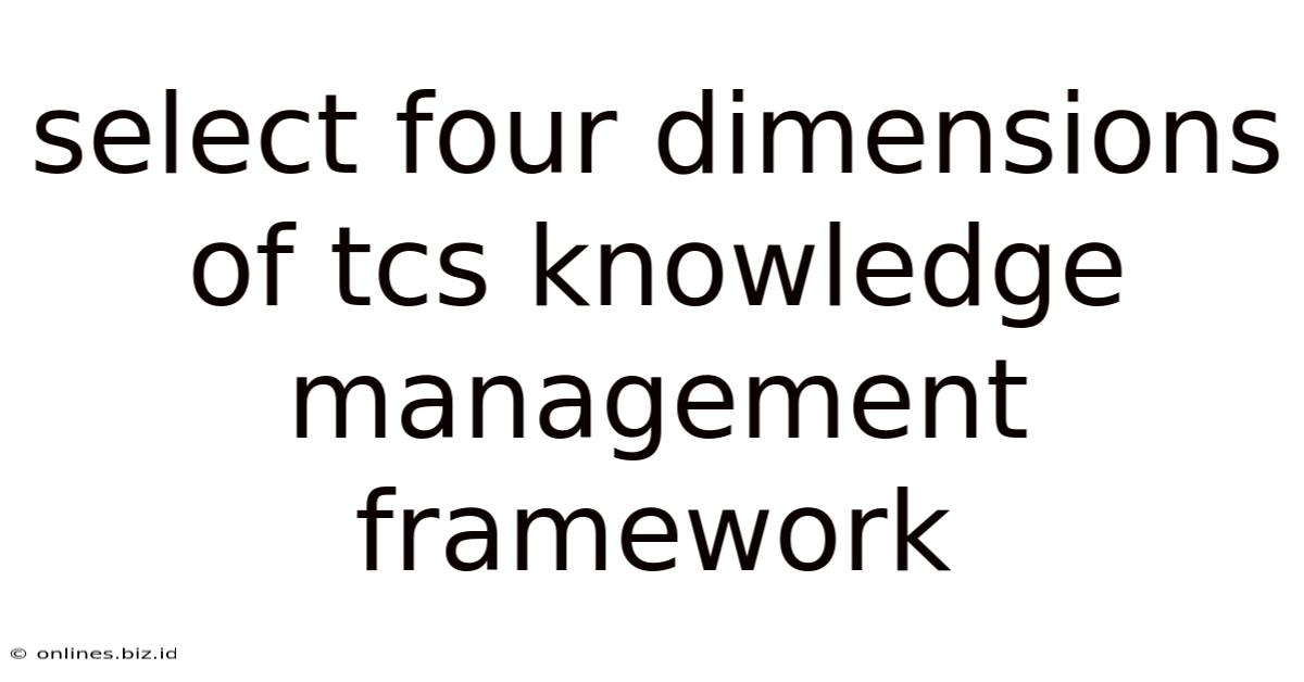 Select Four Dimensions Of Tcs Knowledge Management Framework