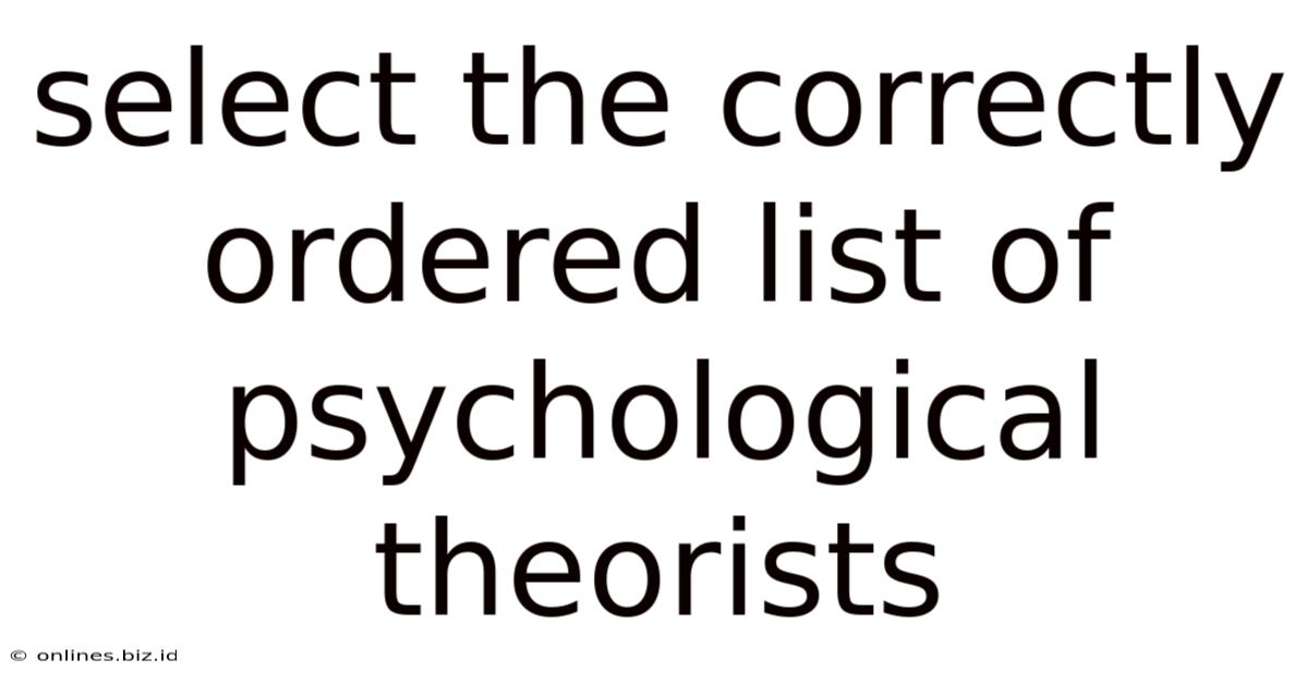 Select The Correctly Ordered List Of Psychological Theorists