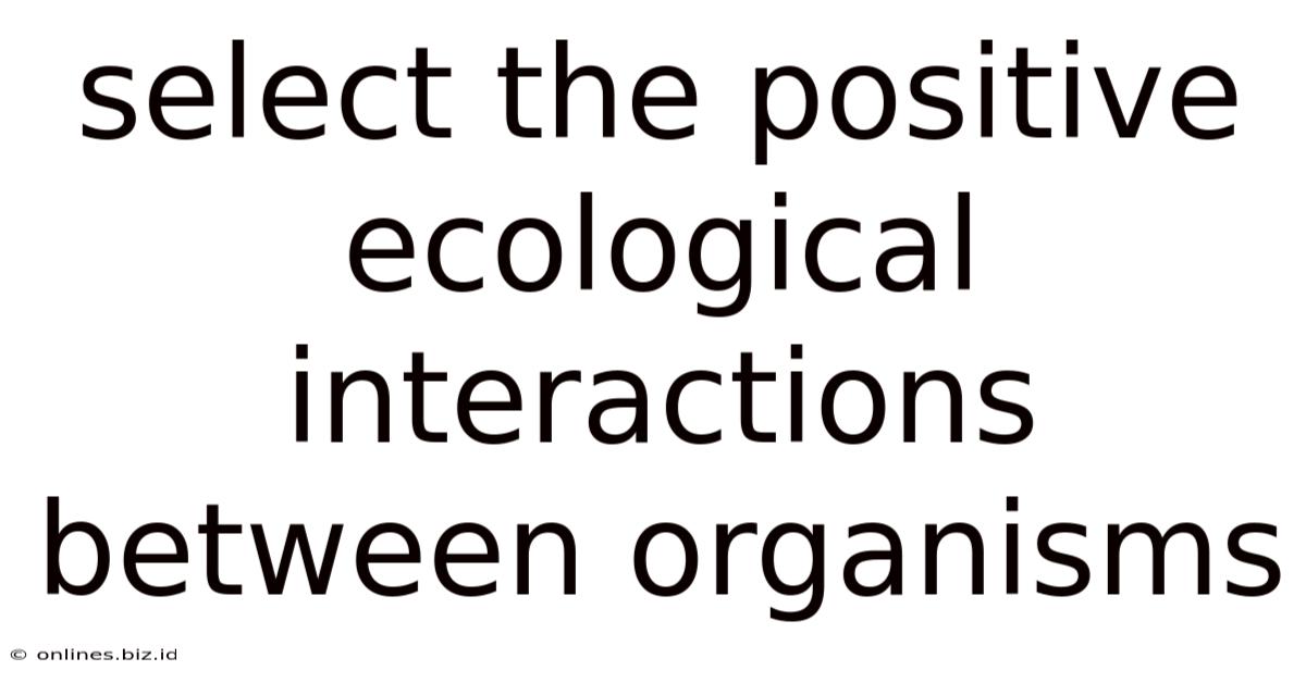 Select The Positive Ecological Interactions Between Organisms