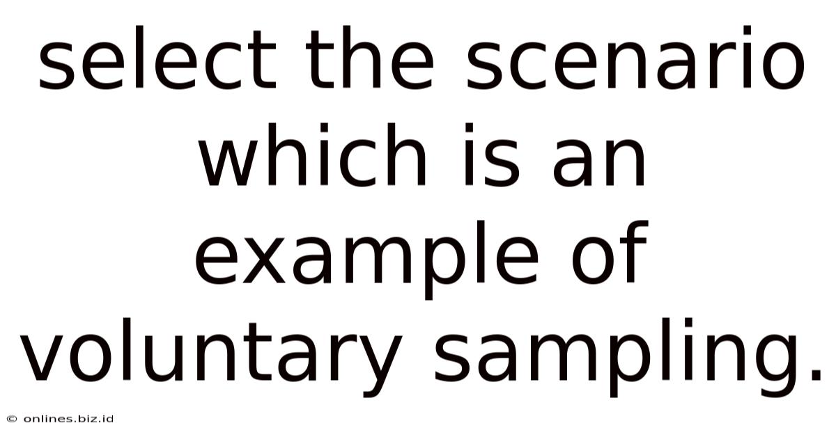 Select The Scenario Which Is An Example Of Voluntary Sampling.