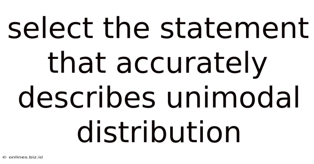 Select The Statement That Accurately Describes Unimodal Distribution