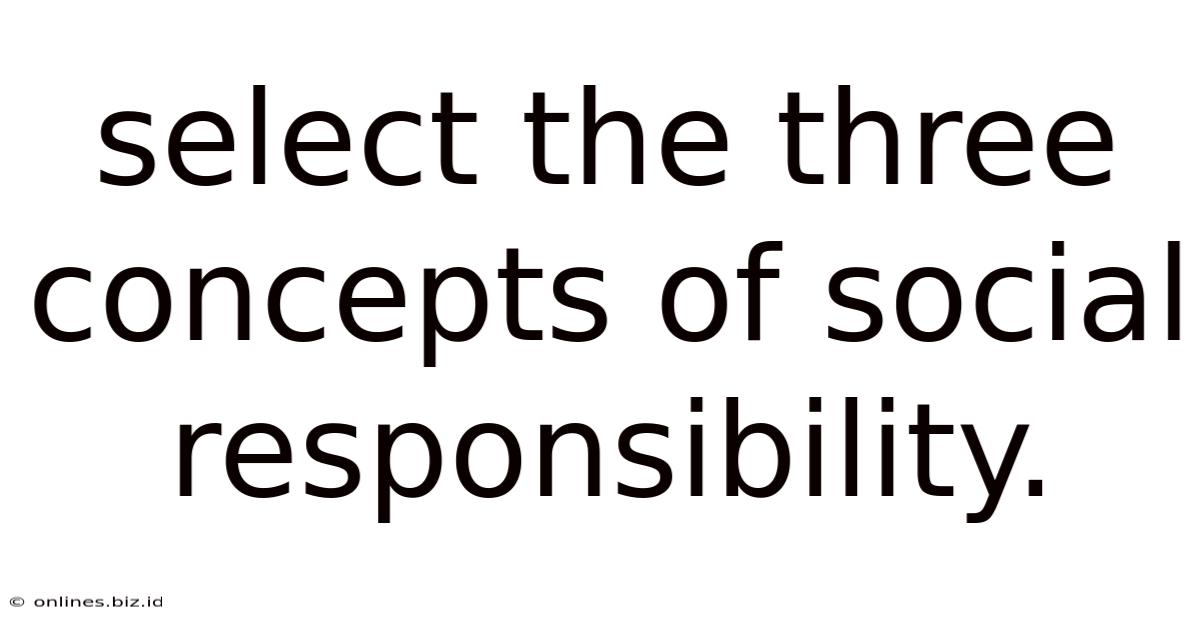 Select The Three Concepts Of Social Responsibility.