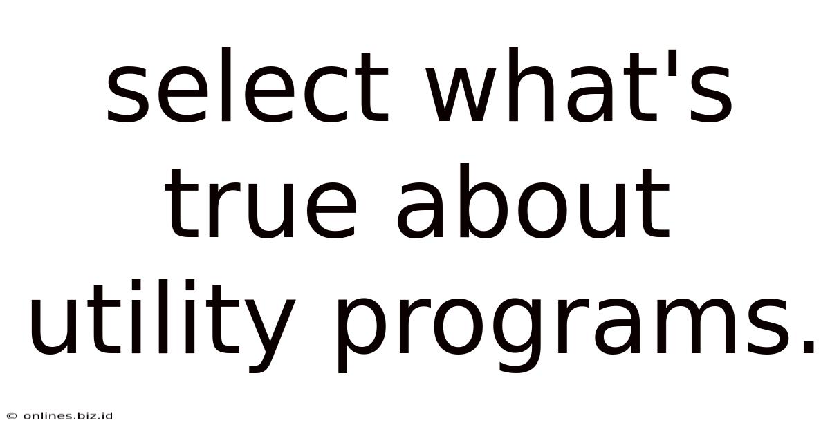 Select What's True About Utility Programs.