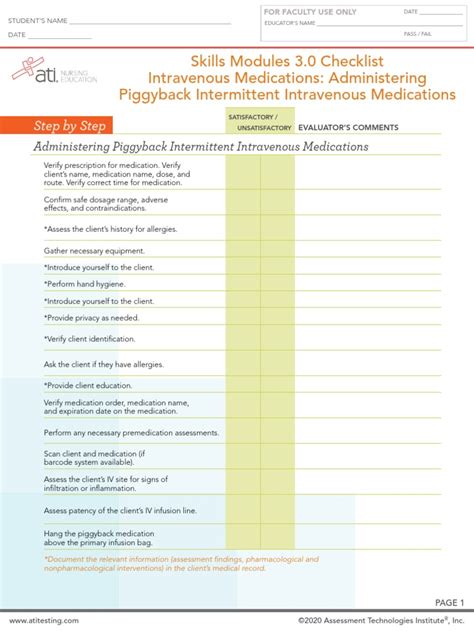 Skills Module 3.0: Intravenous Medication Administration Posttest