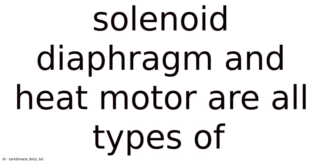 Solenoid Diaphragm And Heat Motor Are All Types Of