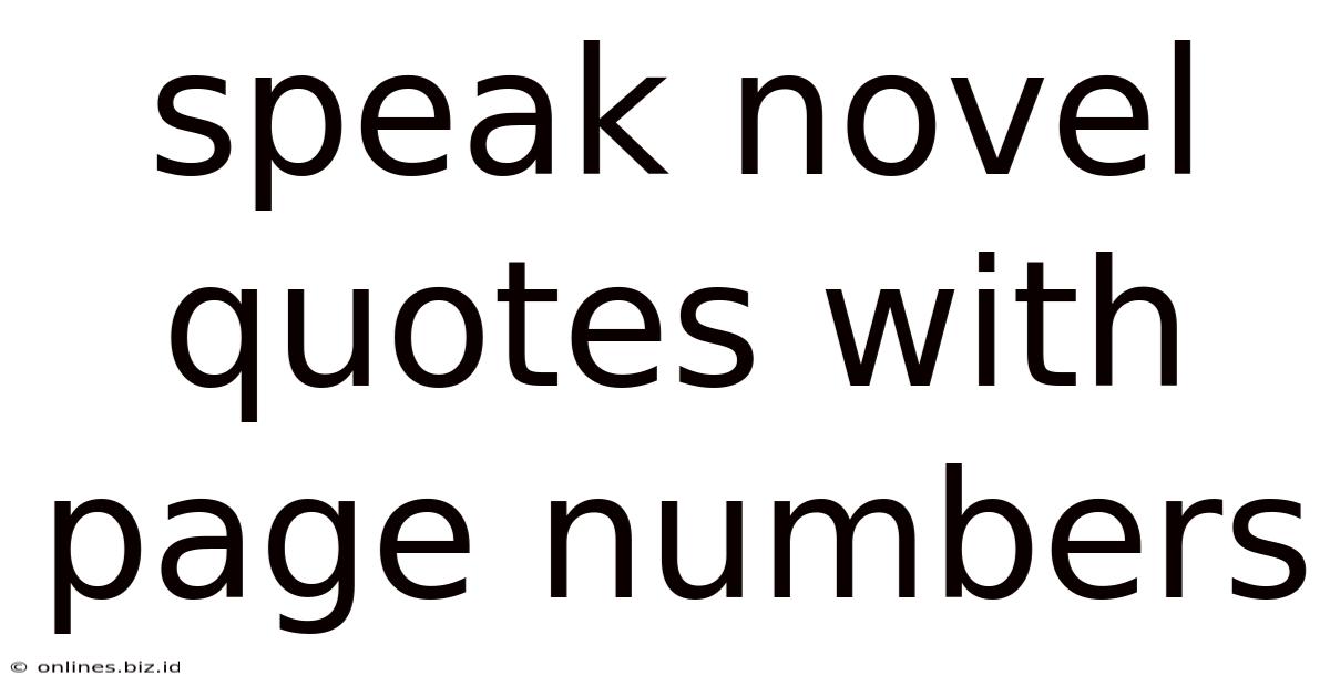 Speak Novel Quotes With Page Numbers