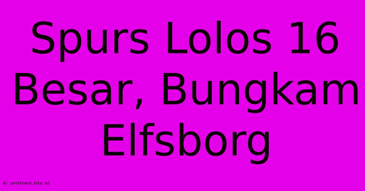 Spurs Lolos 16 Besar, Bungkam Elfsborg