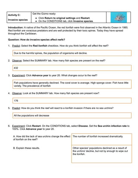 Student Exploration Coral Reefs 2 Biotic Factors Answer Key