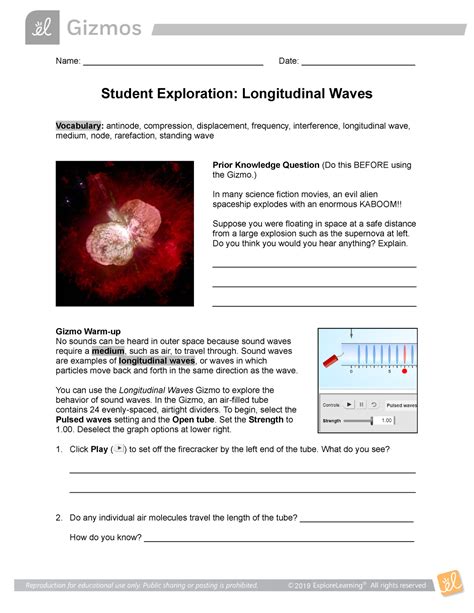 Student Exploration Longitudinal Waves Answer Key