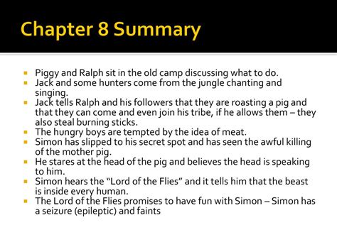 Summary For Chapter 8 Lord Of The Flies