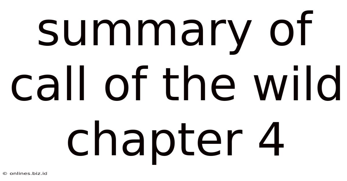 Summary Of Call Of The Wild Chapter 4