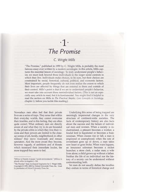 Summary Of The Promise By C Wright Mills