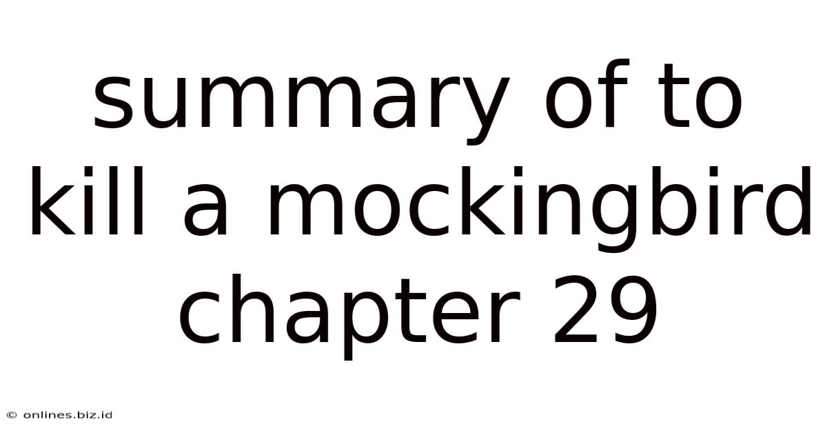 Summary Of To Kill A Mockingbird Chapter 29
