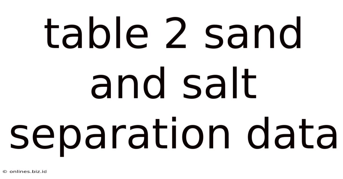 Table 2 Sand And Salt Separation Data